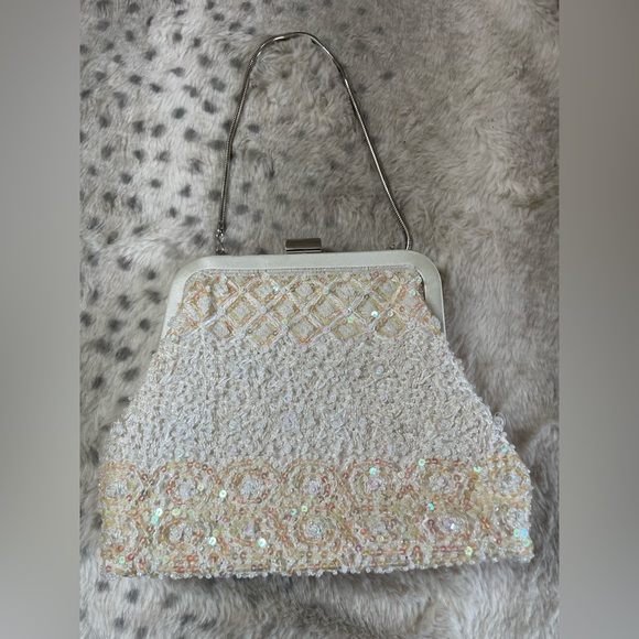 Vintage Lord and Taylor Beaded Sequine Iridescent Purse Wedding Evening - Picture 1 of 10